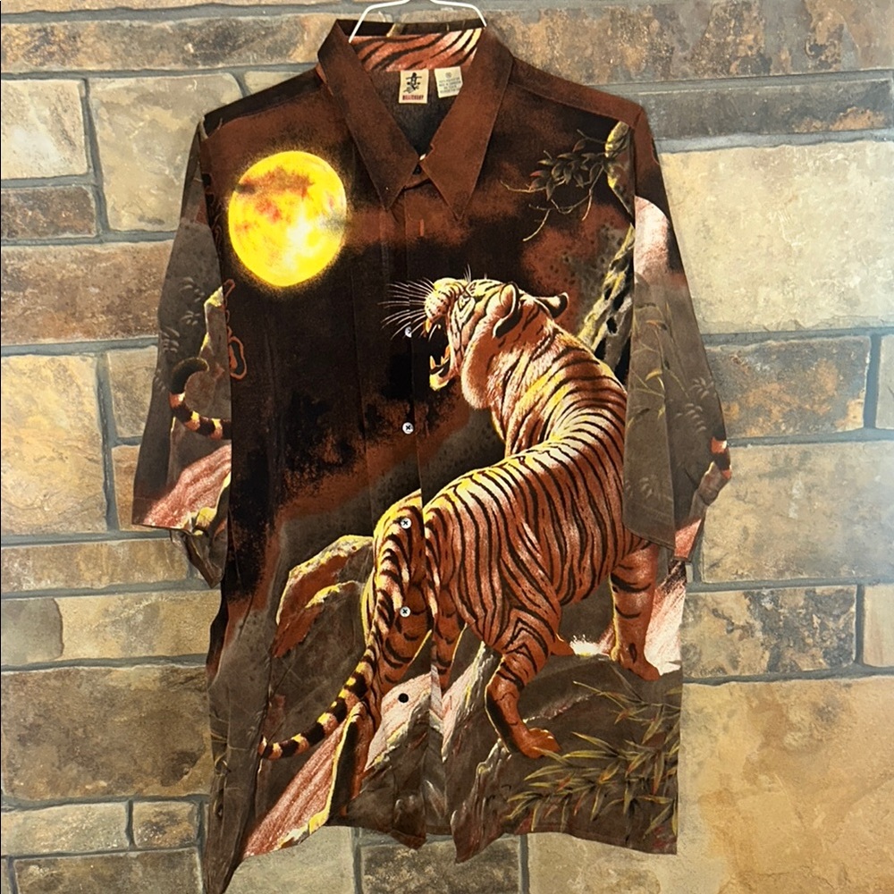 Tiger Print Button-Up Shirt Billion Bay XXL